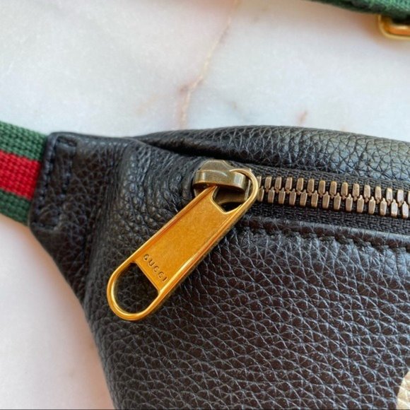 SOLD Gucci Grained Calfskin Web Logo Print Small Belt Bag - Picture 6 of 14